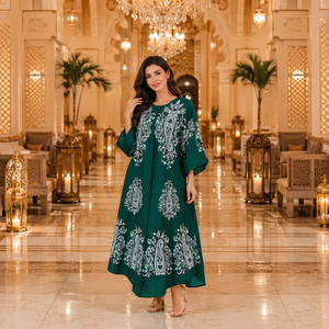 Abito Abaya taglie forti musulmano turco decorato con perline di lusso di grandi dimensioni per feste religiose - Product Image 6