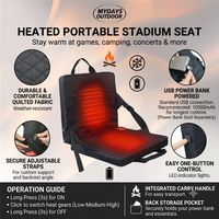 Kursi Lipat Berpemanas Mydays Tech dengan Sandaran untuk Berburu, Berkemah, Memancing, dan Acara Olahraga
