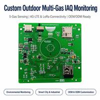 Monitor de Calidad del Aire Exterior, Detector Multigas PCBA |   CO2, CO, TVOC, BVOC, Temperatura, Humedad |   GPS 4G LoRa BLE Alimentado por Energía Solar
