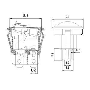 Đèn báo màu đỏ 10a125v 4pin 2 vị trí bật tắt spdt kcd1 công tắc Rocker hình bầu dục với tính năng chuyển đổi - Product Image 2