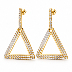 Boucles d'oreilles géométriques triangulaires pour femmes, design simple, accessoires d'oreille pour usage quotidien - Product Image 1