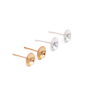 Pearl Settings Earring <b>Posts</b> Bowl Pins <b>Round</b> Jewelry Findings For Diy Craft Making 827827 - Product Image 5