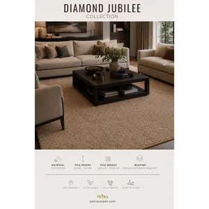 Tapis d'intérieur Petra Diamond Jubilee 2930 en polyester beige clair, à poils de 15-20 mm, adapté aux animaux domestiques, pour zones à fort trafic, chambre et salon - Product Image 3