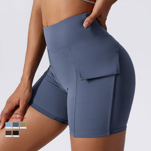 Quick Dry Soft Fabric High Waist Active Leggings <strong>With</strong> <strong>Phone</strong> <strong>Pocket</strong> <strong>Women</strong> <strong>Running</strong> Gym Cargo <strong>Shorts</strong> - Product Image 2
