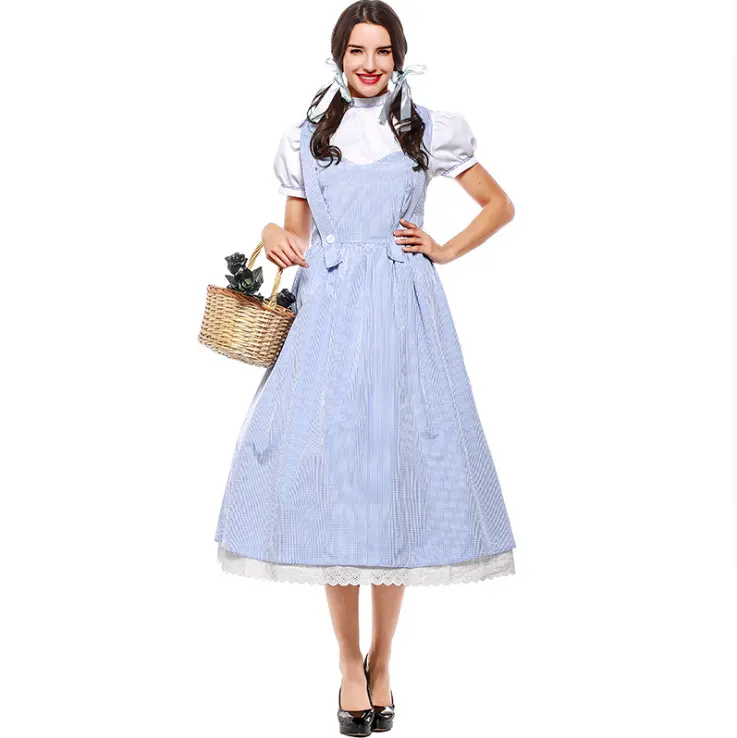 Kostum Halloween Katun Spot, Gaun Alice Dorothy Cerita Dongeng Penyihir dari Oz