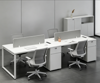 Mobilier de bureau commercial, ensemble de bureaux et chaises pour 4 ou 6 personnes, plateau en mélamine, design simple et moderne, résistant à la corrosion et à la saleté