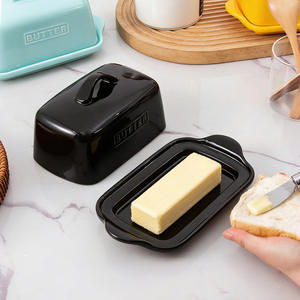 Boîte à beurre en céramique rectangulaire avec couvercle, boîte à beurre en porcelaine, boîte de rangement pour la maison - Product Image 1