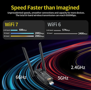 Clé USB Wi-Fi 7 sans fil 6 GHz + 5 GHz + 2,4 GHz, adaptateur Wi-Fi à très faible latence avec antenne pour jeux sur <span class=keywords><strong>PC</strong></span> pour Windows 11/10 - Product Image 4