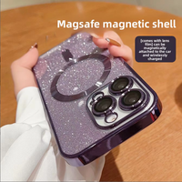 Coques de téléphone 17Pro électro-plaquées avec motif CD brillant, coques de protection magnétiques Magsafe antichoc