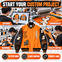 Fabricant de vêtements sur mesure OEM ODM, veste bomber varsity orange avec patch en chenille, étiquette privée pour les marques européennes et américaines