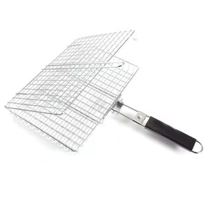 Barbecue Grill with Fish Holder, Stainless Steel Baking Net Holder, <b>BBQ</b> Grill with Large Capacity Folding Baking Basket Holder - Product Image 2