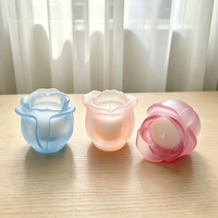 Bougie parfumée en cire de soja dans un verre en forme de rose, artisanale, aromathérapie, cadeau romantique pour la Saint-Valentin, mariage, logo personnalisé, vente en gros