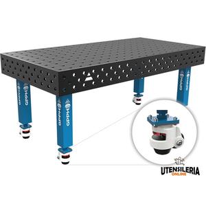 SteelPlus GPPH 2x1mt wheeled <b>welding</b> <b>bench</b>, 12mm thick, 16mm holes, 100x100mm grid - Product Image 1