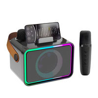 Machine de karaoké avec 2 microphones, enceinte Bluetooth portable avec poignée, lumière LED RGB pour adultes, enfants, fêtes, scène, cadeaux