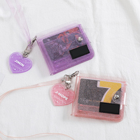 Tas Gantung Lipat PVC Transparan Gaya Korea Dompet Glitter Jelas Dompet Tempat Kartu ID Perempuan