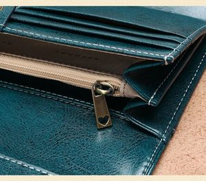 Monedero de cuero genuino engrasado RFID para mujer, tarjetero, billetera larga Vintage para mujer, bolso de mano de cuero de vaca, monederos para teléfono móvil - Product Image 6