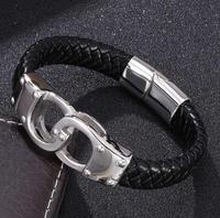 Bracelets manchettes en acier inoxydable pour hommes, accessoires de styliste en cuir à la mode pour bricolage