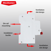 Dispositif de détection de court-circuit Westhomes WAFDD-63 1P+N AC240V 6-63A 30mA, disjoncteur miniature pour la protection des circuits électriques