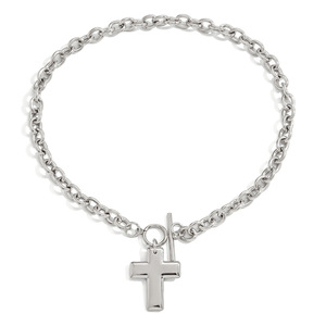 Collier pendentif croix vintage poli en acier inoxydable plaqué or 18 carats PVD J&D pour femme avec fermoir OT – Cadeau - Product Image 3