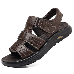 Sandalias de Cuero Blancas para Hombre, Cierre de Velcro, Suela Gruesa, Zapatos Casuales de Playa - Product Image 5