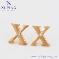 A00898006 Joyería Xuping al por Mayor, Pendientes Personalizados con Letras P, W, X Chapados en Oro de 18K, Pendientes de Circonia, Regalos de Joyería