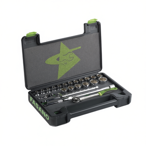 Fasano <b>Socket</b> Set 23 Pc Metric With Ratchet And <b>Extension</b> Bar For Automotive Repair - Product Image 2