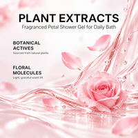 Ensemble de gel douche floral avec pétales de fleurs naturelles, aromathérapie hydratante, rose, jasmin, fleur de cerisier, 500 ml en stock