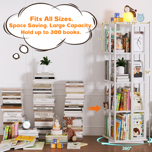 ชั้นวางหนังสือ MDF หมุนได้ 360 องศา แบบตั้งพื้น พกพาสะดวก สำหรับบ้าน/ออฟฟิศ พื้นที่แคบ 5 ชั้น - Product Image 6