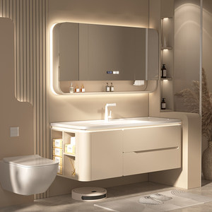 Modern <b>oak</b> painted ceramic integrated basin bathroom cabinet combination bathroom washbasin hand washbasin - Product Image 3