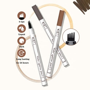 Lápiz de cejas líquido de cuatro cabezas resistente al agua con patrón de tallado <span class=keywords><strong>muy</strong></span> fino, bolígrafo de cejas de doble cabeza con ingredientes químicos - Product Image 4