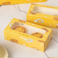 Boîte à tartelettes en gros, 2, 4 ou 6 packs, emballage jetable en papier avec fenêtre transparente et pelliculage mat pour boulangerie et pâtisserie