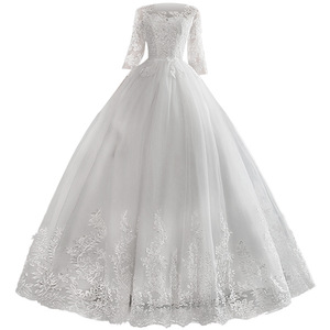 Abito da Sposa Bianco con Maniche Lunghe e Strascico, Vestito da Sposa Principesco di Lusso, Robe <span class=keywords><strong>De</strong></span> Marie, Taglie Forti Personalizzabile - Product Image 4