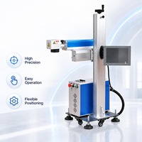 Machine de marquage laser à fibre volante 50W à prix d'usine, graveur haute vitesse pour métal et plastique, compatible DXF/PLT/BMP/AI, précision 0,01 mm