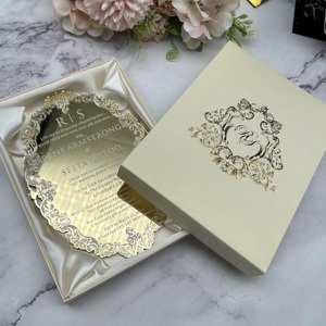 Invitación de <span class=keywords><strong>Boda</strong></span> de Papel con Lámina Dorada Impresa Personalizada con Caja - Diseño Personalizado - Product Image 1