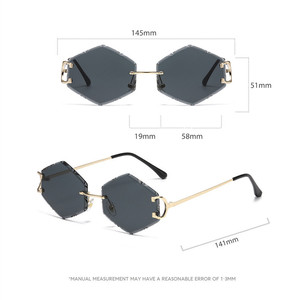 Lunettes de soleil rétro 2026 personnalisées avec logo, sans monture, dégradées, UV400, branches métalliques, verres hexagonaux taillés pour hommes et femmes - Product Image 5