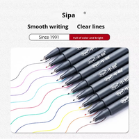 Ensemble de stylos marqueurs artistiques SR153 Fluency Line 10 couleurs pour le dessin, pointe en fibre de 0,38 mm, encre à base d'eau, double face, écriture non effaçable, pointe non effaçable
