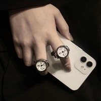 Vintage Punk Quartz doigt montre de poche anneau pour femmes hommes Goth horloge anneaux montre numérique élastique extensible anneaux bijoux cadeau