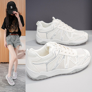 Baskets compensées en maille pour femme, collection été 2026, respirantes, à semelle épaisse, tendance, polyvalentes, chaussures de sport décontractées - Product Image 4