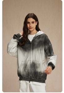 เสื้อมีฮู้ดฟอกสีโคลน420 GSM แนววินเทจผ้าคอตตอนผ้า100% เทอร์รี่โอเวอร์ไซส์มีซิปรูดซิป - Product Image 4