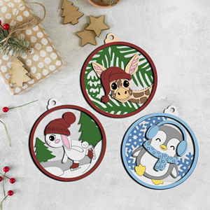 Juego de Adornos Colgantes de Madera con Diseño de Dibujos Animados de Invierno, Santa Claus, Muñeco de Nieve y Hombre de Jengibre, Cortados con Láser, Decoración para Árbol de Navidad, Habitación Infantil - Product Image 6