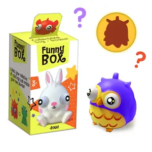 재미있는 BOX 동물 + 블라인드 박스 플라스틱 장난감 피규어 설정 생일 남여 공용 작은 만화 캐릭터 장난감 단단한 플라스틱 혼합 색상 20g