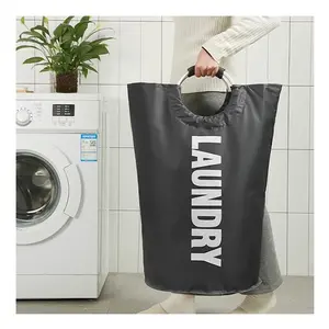 Benutzer definiertes Logo Faltbarer Oxford Stoff Wäsche korb Faltbare Leinwand Badezimmer Stoff Korb Griffe Lagerung Wasch box Home
