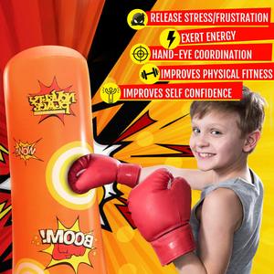 Sac de frappe gonflable autoportant de 1,2 m avec fonction de rebond, jouet d'entraînement de boxe pour garçons et filles, fitness et soulagement du stress - Product Image 5