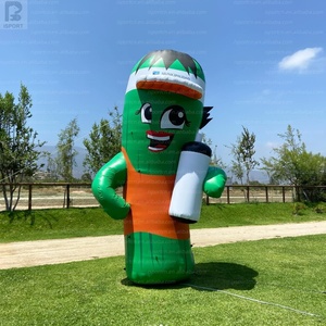 Mascotte gonflable géante de 3 m de haut, de qualité supérieure, en forme de cactus, avec logo personnalisé et bouteille publicitaire, modèle gonflable lumineux à LED pour la vente au détail - Product Image 2