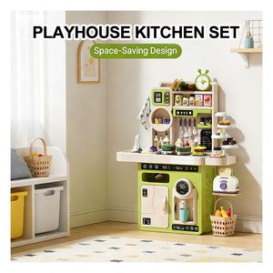 Ensemble de cuisine en plastique pour enfants : Station culinaire avec robinet, étagère, placard, ustensiles – Idéal pour l'apprentissage ludique et les jeux d'imagination en intérieur - Product Image 2