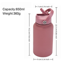 Bouteille d'eau isotherme en acier inoxydable de 32 oz à large ouverture avec poignée et paille, anti-fuite, pour la salle de sport et l'extérieur