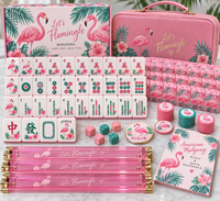 Juego de Mahjong Americano de Lujo Personalizado con Reverso de Jade, Dos Capas, 160/166 Piezas, Color Rosa Pastel Flamenco, para Mujeres