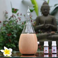 Humidificateur purificateur d'air USB portable écologique, diffuseur d'arômes, lumière LED, base en verre et bois, sans eau, huile essentielle, 1 an