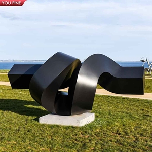 Sculpture abstraite YOUFINE en bronze, profil de visage, statue moderne en colonnes torsadées superposées pour la décoration des parcs et des places en bord de mer - Product Image 3