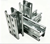 Supports de montage en acier prégalvanisé en forme de C avec doubles trous fendus, profilés en C dos à dos